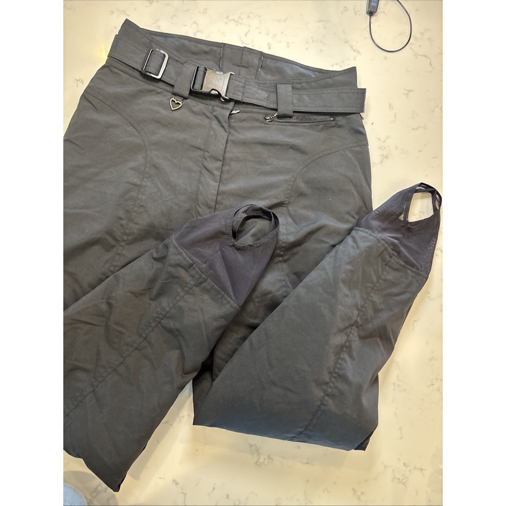 Obermeyer Stilleto Stirrup Ski Snowboard Pants Belted Black Winter Women's‎ 14